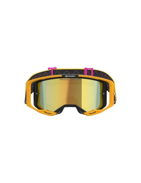 Masque cross Alpinestars Vision 8 Corp - Orange Jaune Rose écran iridium Or