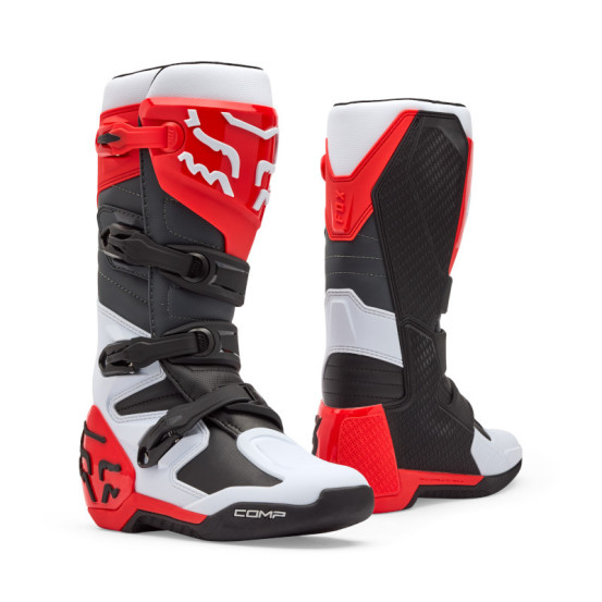 Bottes cross FOX Comp - Blanc Rouge Fluo