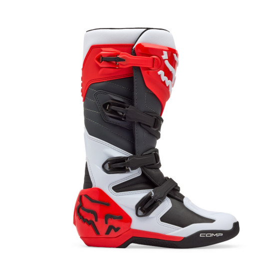 Bottes cross FOX Comp - Blanc Rouge Fluo
