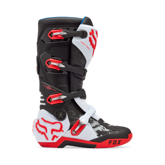 Bottes cross FOX Motion - Blanc Rouge Fluo