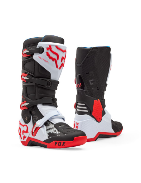 Bottes cross FOX Motion - Blanc Rouge Fluo