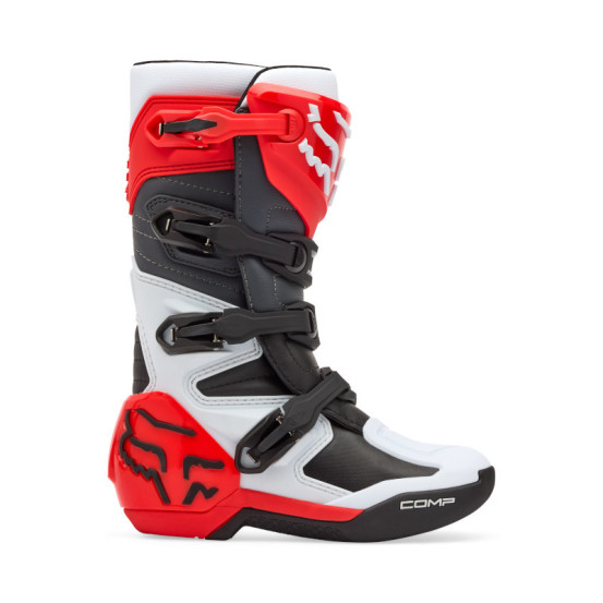 Bottes cross enfant FOX Comp - Blanc Rouge Fluo