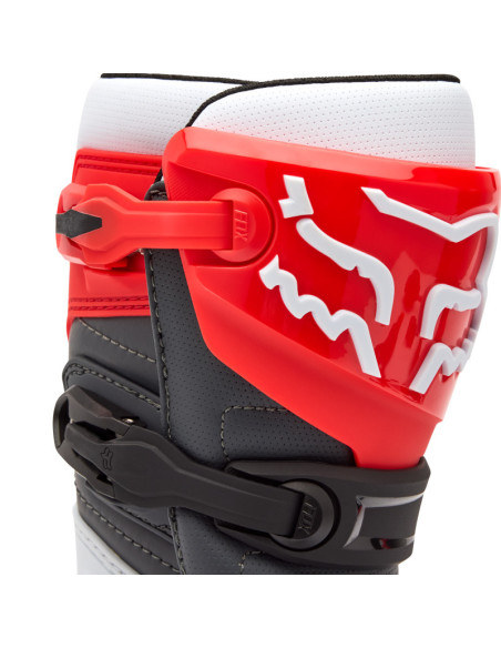 Bottes cross enfant FOX Comp - Blanc Rouge Fluo