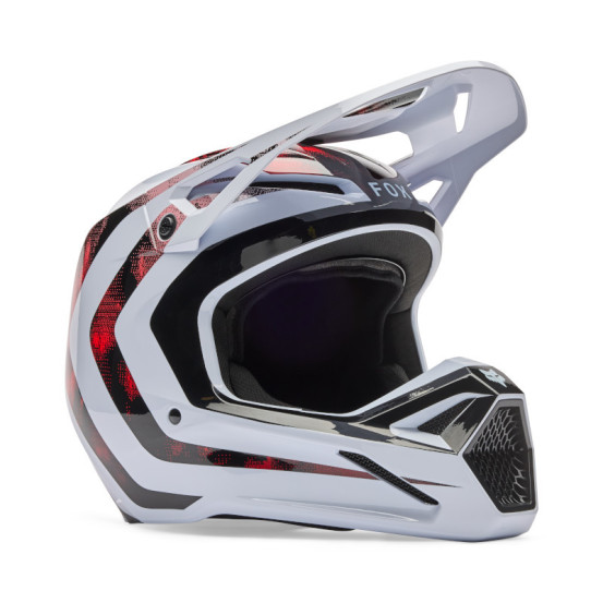 Casque cross FOX 2026 V1 Kairos - Blanc Rouge Fluo