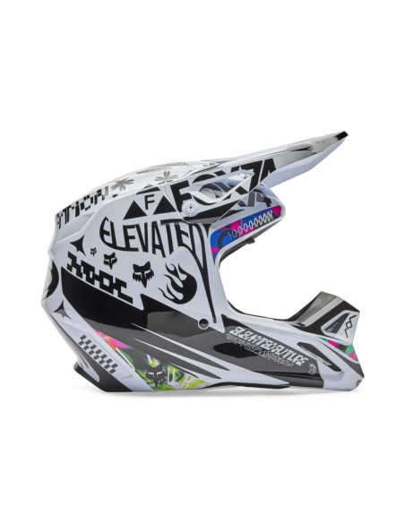 Casque cross FOX 2026 V1 Image Cosmo - Blanc Noir