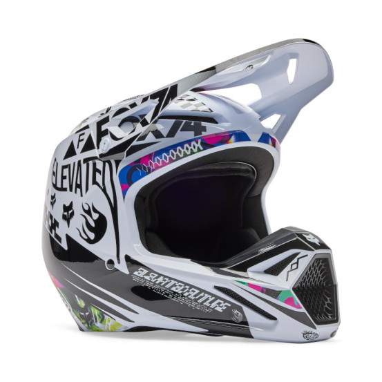 Casque cross FOX 2026 V1 Image Cosmo - Blanc Noir