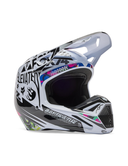 Casque cross FOX 2026 V1 Image Cosmo - Blanc Noir