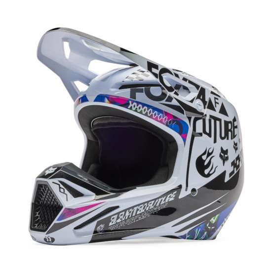 Casque cross FOX 2026 V1 Image Cosmo - Blanc Noir