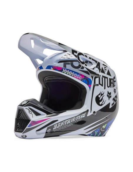Casque cross FOX 2026 V1 Image Cosmo - Blanc Noir