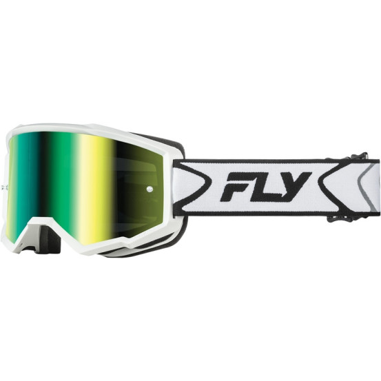 Masque de cross Fly Racing Zone - Blanc Noir ‚cran iridium Vert