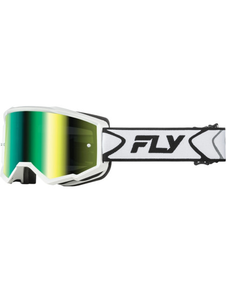 Masque de cross Fly Racing Zone - Blanc Noir ‚cran iridium Vert