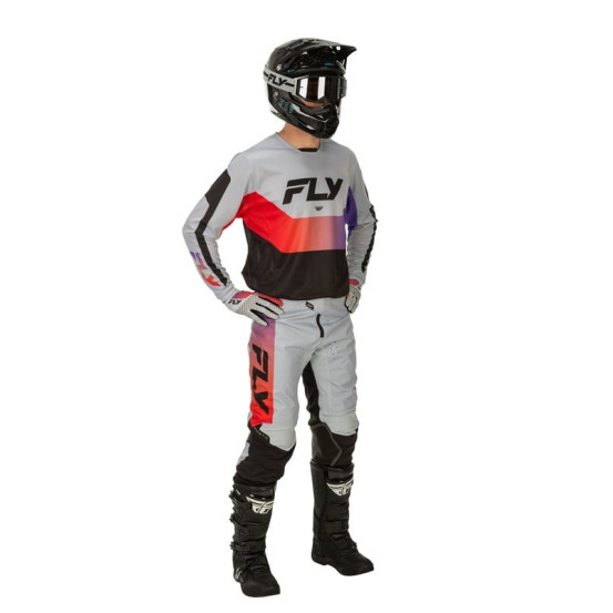 Pantalon cross Fly Racing 2026 Kinetic - Gris Rouge Violet Noir