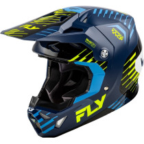 Casque cross Fly Racing 2026 Formula CP Slice - Bleu Jaune Fluo Blanc