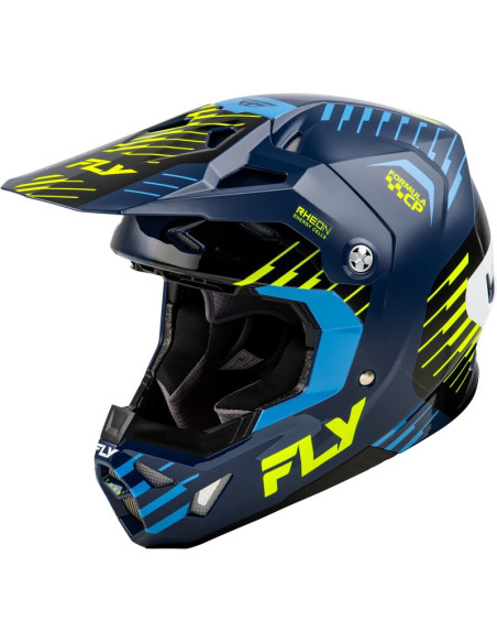 Casque cross Fly Racing 2026 Formula CP Slice - Bleu Jaune Fluo Blanc