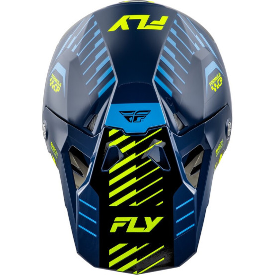 Casque cross Fly Racing 2026 Formula CP Slice - Bleu Jaune Fluo Blanc