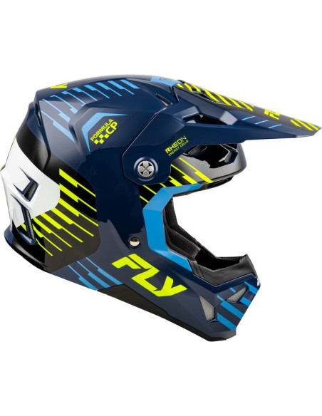 Casque cross Fly Racing 2026 Formula CP Slice - Bleu Jaune Fluo Blanc
