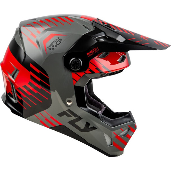 Casque cross Fly Racing 2026 Formula CP Slice - Gris Rouge Noir
