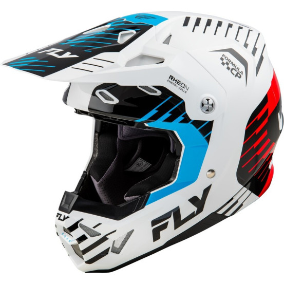 Casque cross Fly Racing 2026 Formula CP Slice - Blanc Rouge Cyan