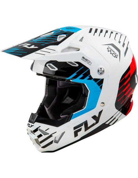 Casque cross Fly Racing 2026 Formula CP Slice - Blanc Rouge Cyan
