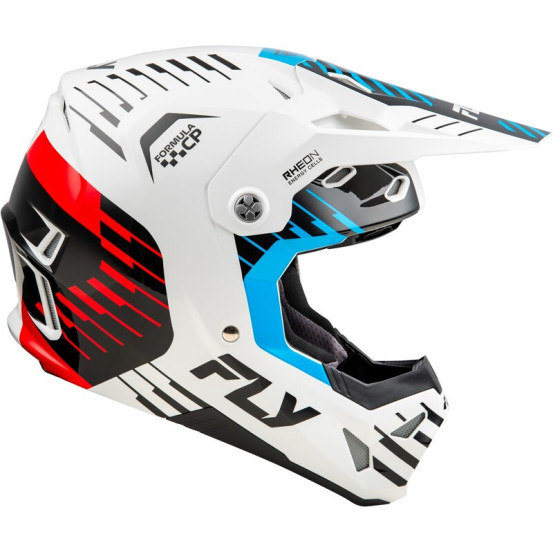 Casque cross Fly Racing 2026 Formula CP Slice - Blanc Rouge Cyan