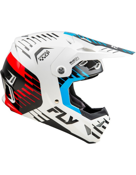 Casque cross Fly Racing 2026 Formula CP Slice - Blanc Rouge Cyan