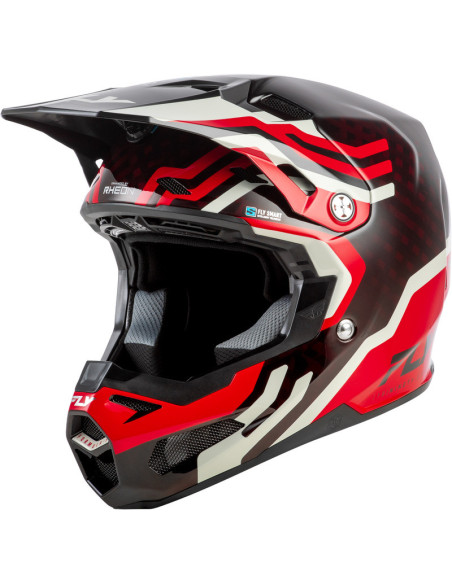 Casque Cross Fly Racing 2026 Formula Byte - Rouge Carbon - Rouge Gris