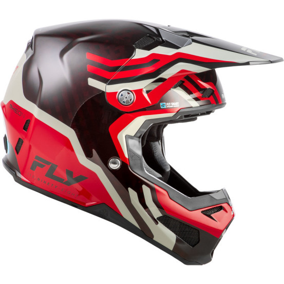 Casque Cross Fly Racing 2026 Formula Byte - Rouge Carbon - Rouge Gris