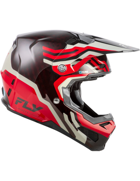 Casque Cross Fly Racing 2026 Formula Byte - Rouge Carbon - Rouge Gris