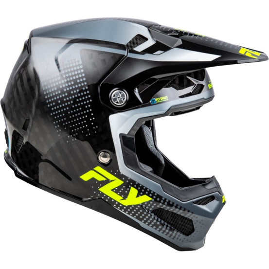 Casque cross Fly Racing 2026 Formula Carbon - Noir Carbon - Gris Jaune Fluo