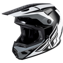 Casque cross Fly Racing 2026 Kinetic - Crest - Noir Blanc Gris