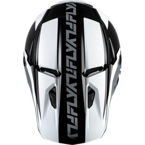 Casque cross Fly Racing 2026 Kinetic - Crest - Noir Blanc Gris