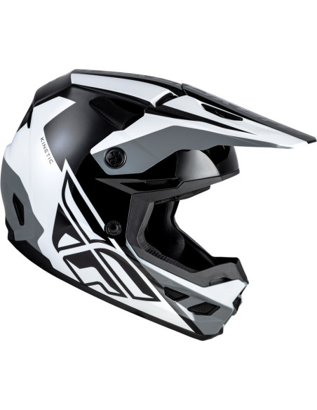 Casque cross Fly Racing 2026 Kinetic - Crest - Noir Blanc Gris