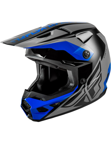 Casque cross Fly Racing 2026 Kinetic - Crest - Gris Noir Bleu
