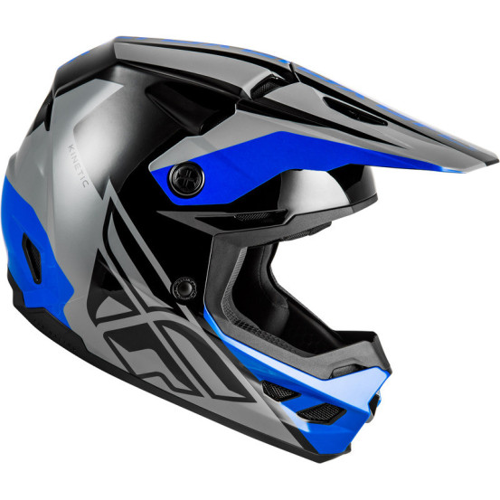 Casque cross Fly Racing 2026 Kinetic - Crest - Gris Noir Bleu