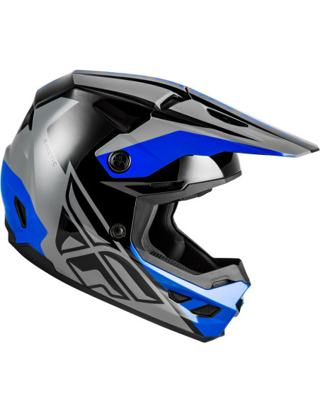 Casque cross Fly Racing 2026 Kinetic - Crest - Gris Noir Bleu