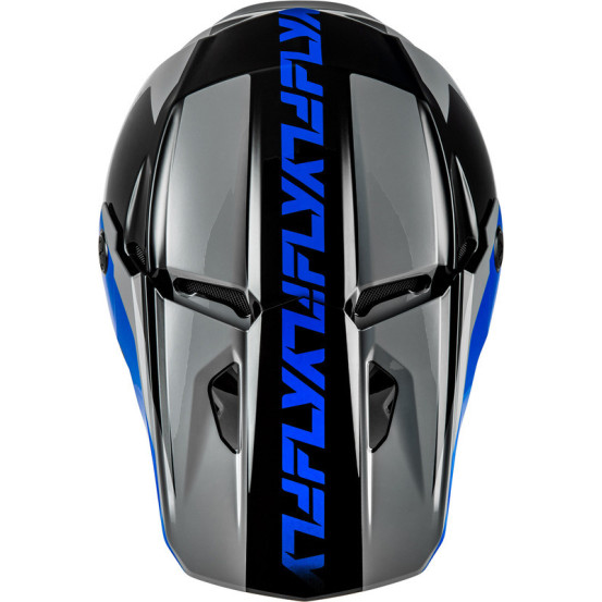 Casque cross Fly Racing 2026 Kinetic - Crest - Gris Noir Bleu
