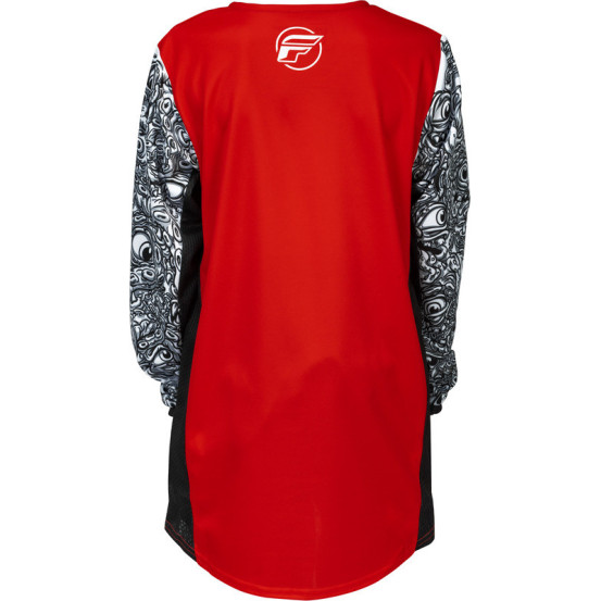 Maillot cross enfant Fly Racing 2026 Kinetic - Mutant - Rouge Blanc Noir