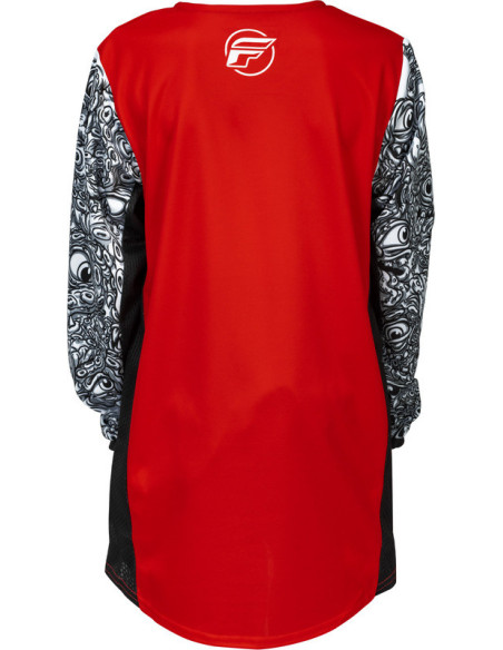 Maillot cross enfant Fly Racing 2026 Kinetic - Mutant - Rouge Blanc Noir