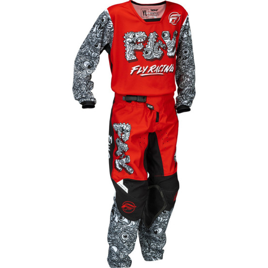 Maillot cross enfant Fly Racing 2026 Kinetic - Mutant - Rouge Blanc Noir