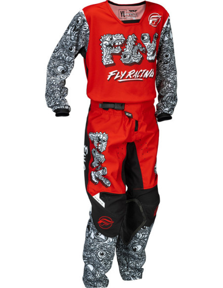 Maillot cross enfant Fly Racing 2026 Kinetic - Mutant - Rouge Blanc Noir