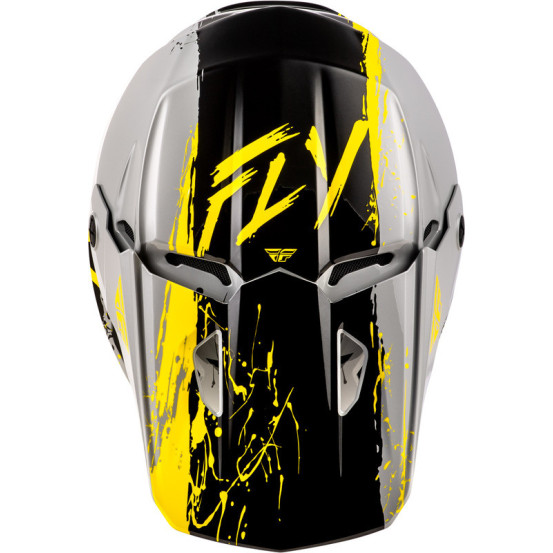 Casque enfant cross Fly Racing Kinetic - Drip - Gris Noir Jaune