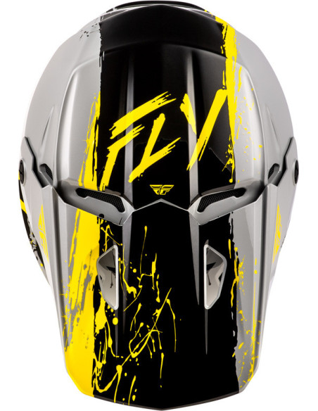 Casque enfant cross Fly Racing Kinetic - Drip - Gris Noir Jaune