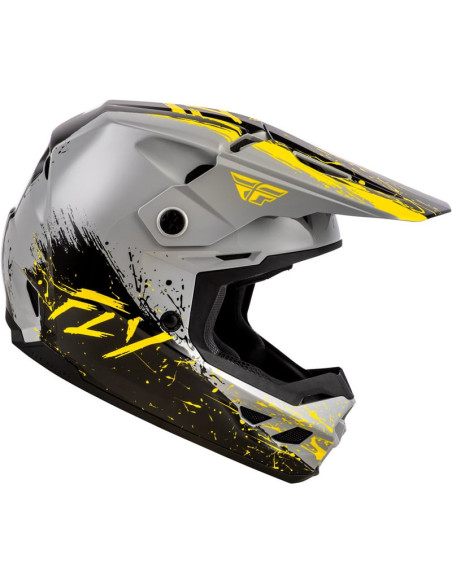 Casque enfant cross Fly Racing Kinetic - Drip - Gris Noir Jaune