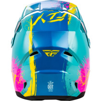 Casque enfant cross Fly Racing Kinetic - Drip - Turquoise Rose Jaune 2