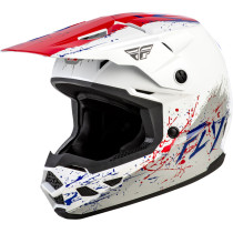 Casque enfant cross Fly Racing Kinetic - Drip - Rouge Blanc Bleu