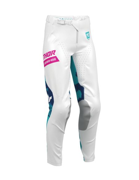 Pantalon moto enfant Thor 2026 Launchmode Bleach - Blanc Bleu