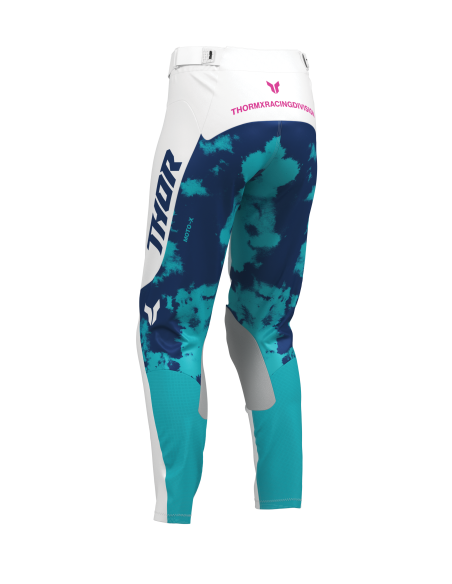 Pantalon moto enfant Thor 2026 Launchmode Bleach - Blanc Bleu
