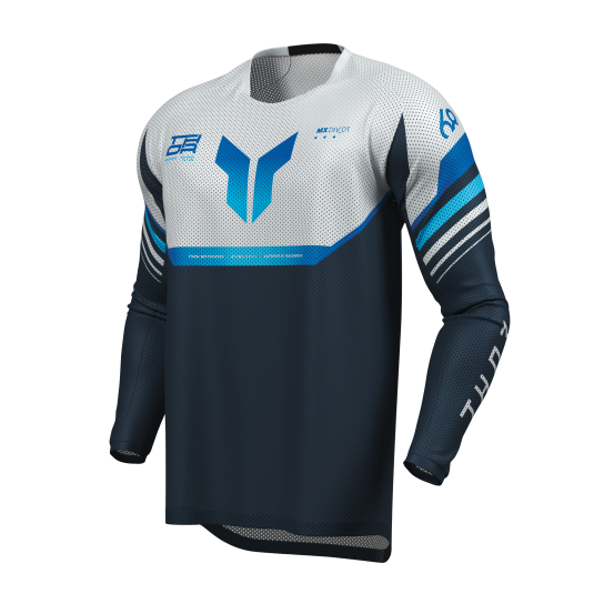 Maillot cross homme Thor 2026 Launchmode Vented Raptor - Bleu Blanc