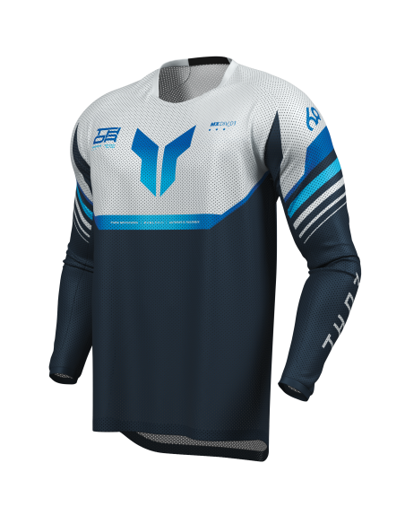 Maillot cross homme Thor 2026 Launchmode Vented Raptor - Bleu Blanc