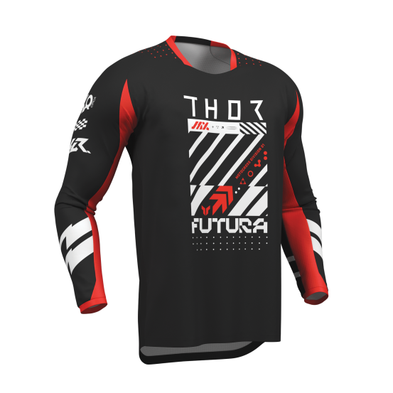 Maillot cross enfant Thor 2026 Launchmode Futura - Rouge Noir
